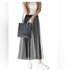Women's Mesh Half Skirt Single Layer Long Skirt Overlay Large‎ Black Forever 21